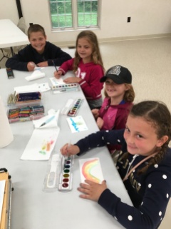 These young artists not only tried out the watercolors and water brushes, but also the watercolor pencils and crayons.